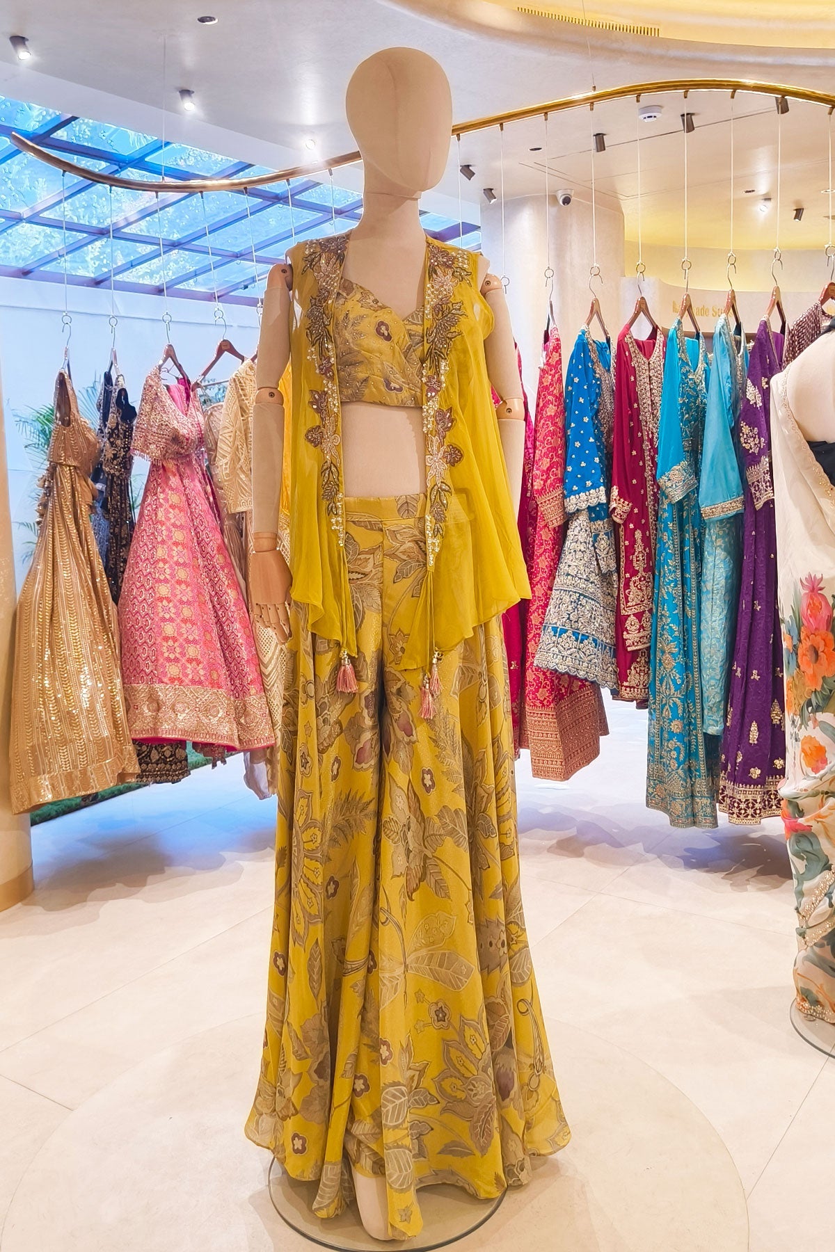 Graceful Mustard Indo Western Palazzo Set