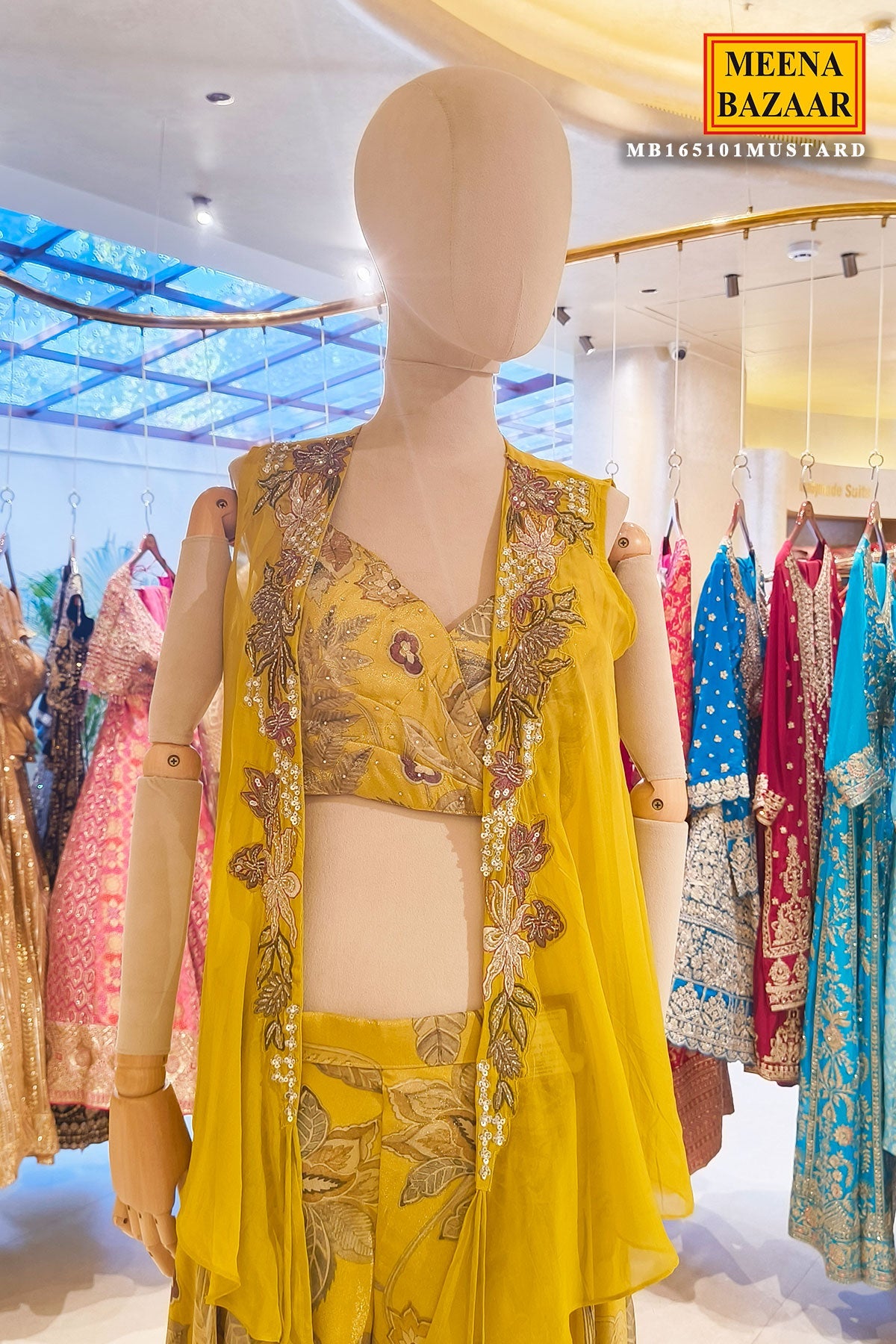 Graceful Mustard Indo Western Palazzo Set