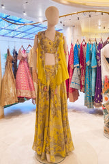 Graceful Mustard Indo Western Palazzo Set