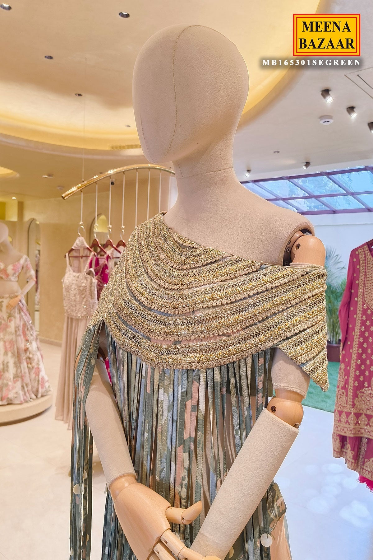 Sea Green Indo Western Set with Intricate Embroidery Work for Festive & Party Wear