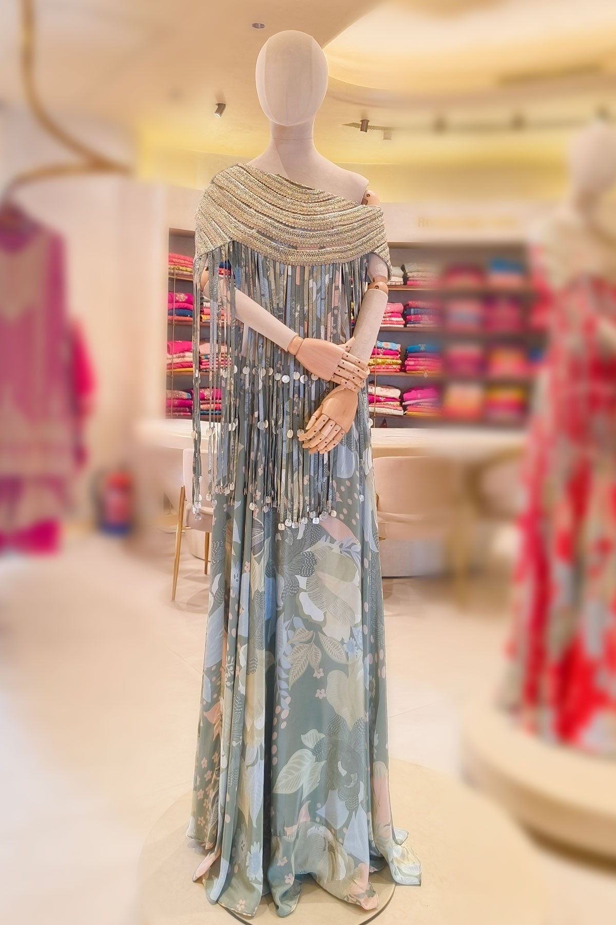 Sea Green Indo Western Set with Intricate Embroidery Work for Festive & Party Wear