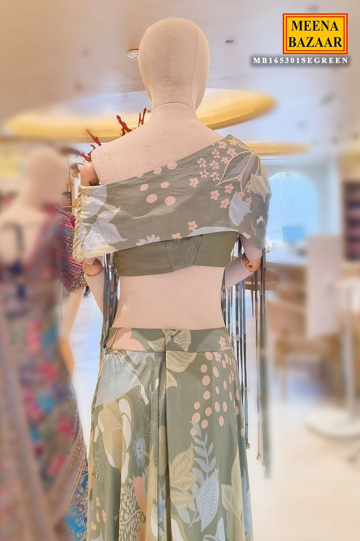 Sea Green Indo Western Set with Intricate Embroidery Work for Festive & Party Wear