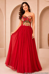 Maroon Bloom Embroidered Gown