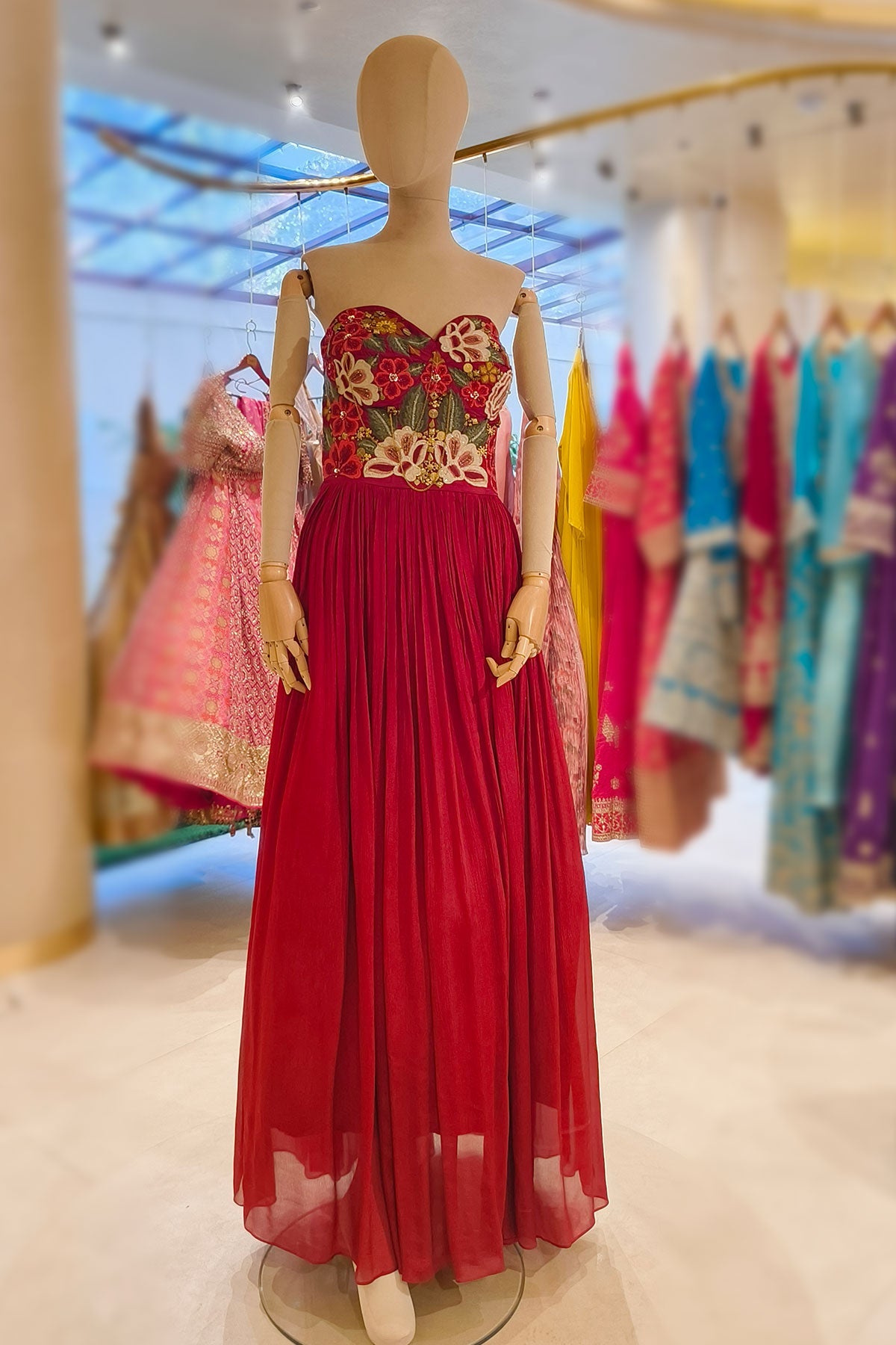 Maroon Bloom Embroidered Gown