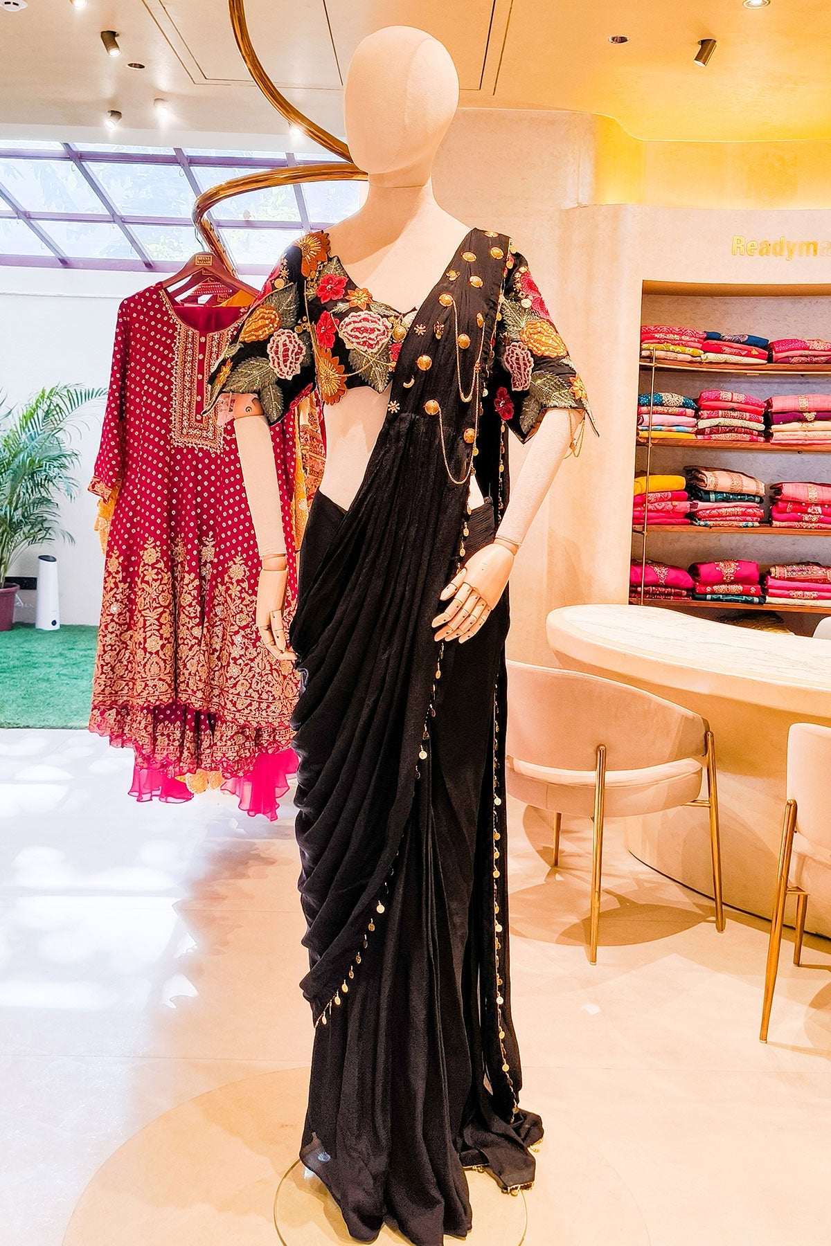 Floral Embroidered Ready To Wear Saree