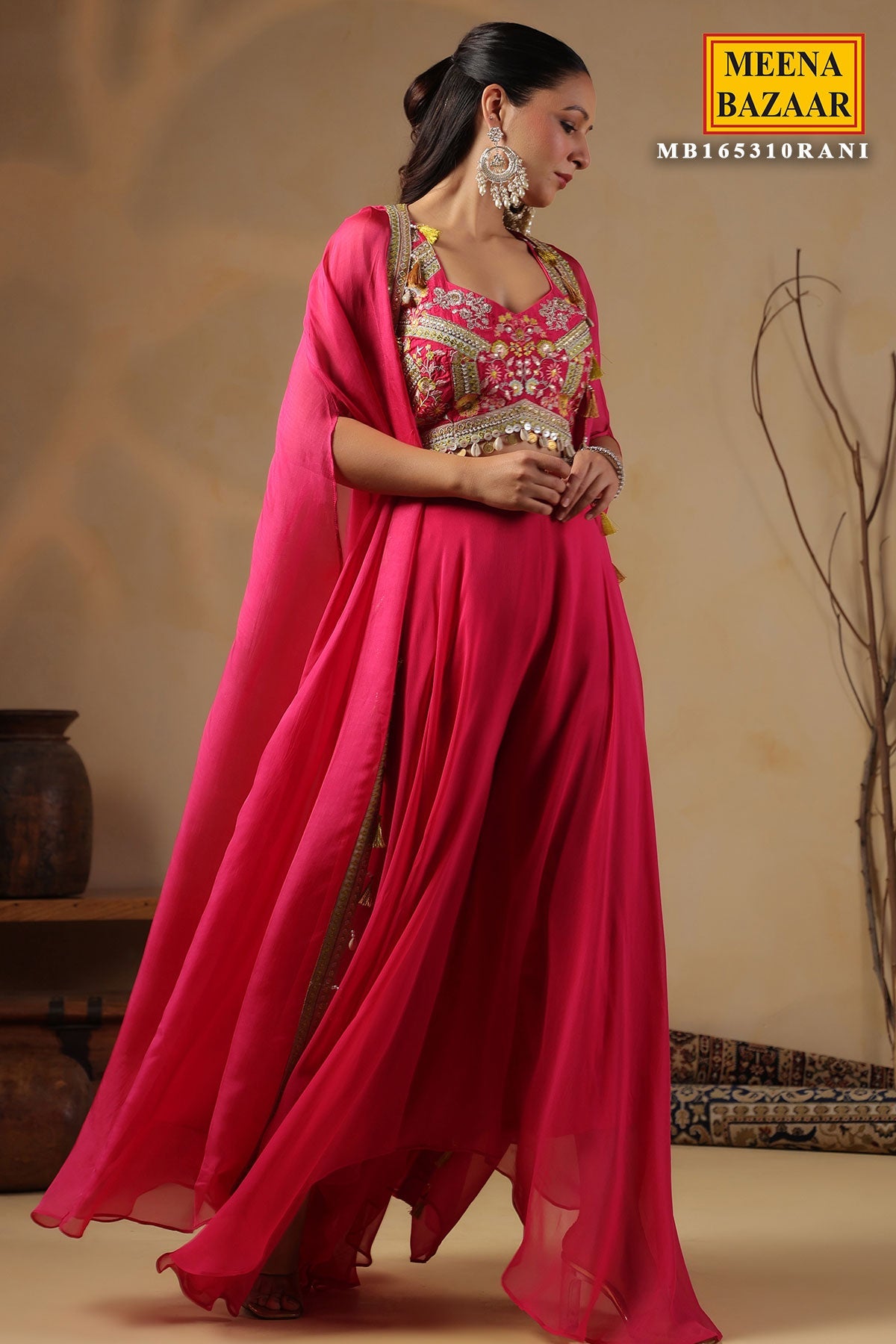 Rani Chinon Embroidered Kurti