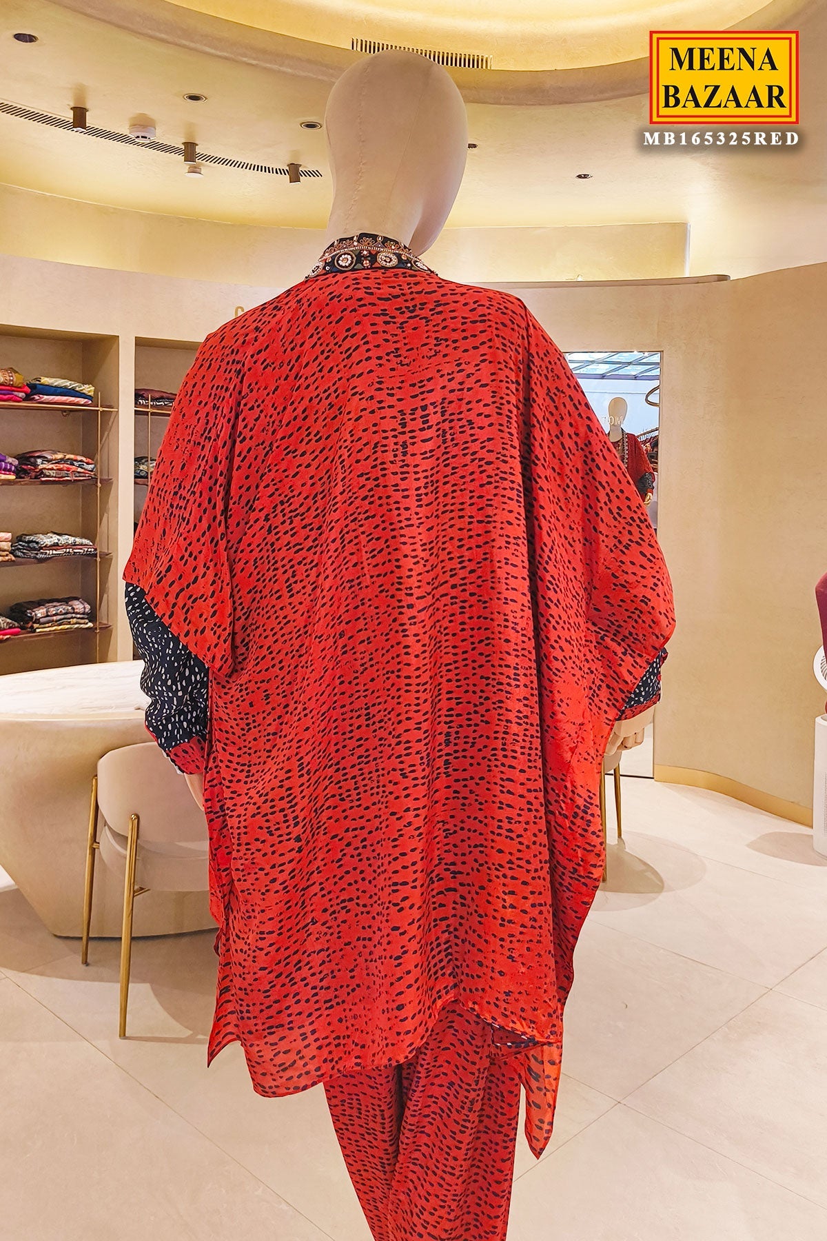 Red Glow – Crepe Kurti with Designer Neck EMB