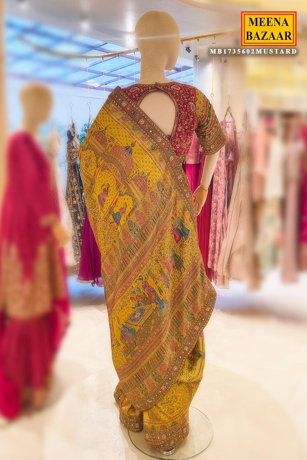 Mustard Embroidered Silk Saree Party & Festive Wear Saree