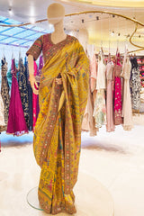 Mustard Embroidered Silk Saree Party & Festive Wear Saree