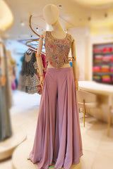 Mauve Floral Indo Western Set