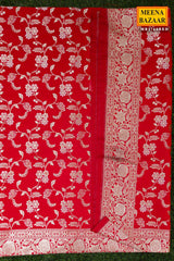 Red Banarasi Silk Saree with Gold Zari Butta