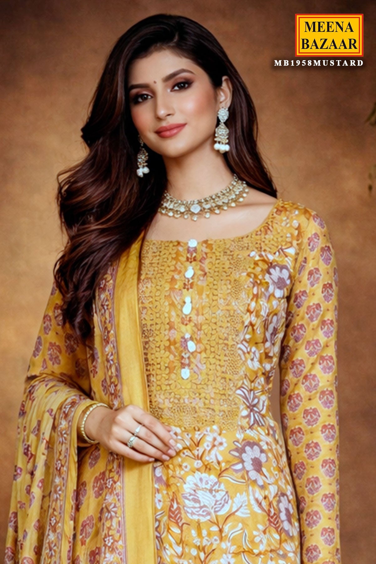 Mustard Cotton Unstitched Suit with Elegant Embroidery
