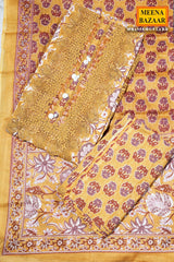 Mustard Cotton Unstitched Suit with Elegant Embroidery