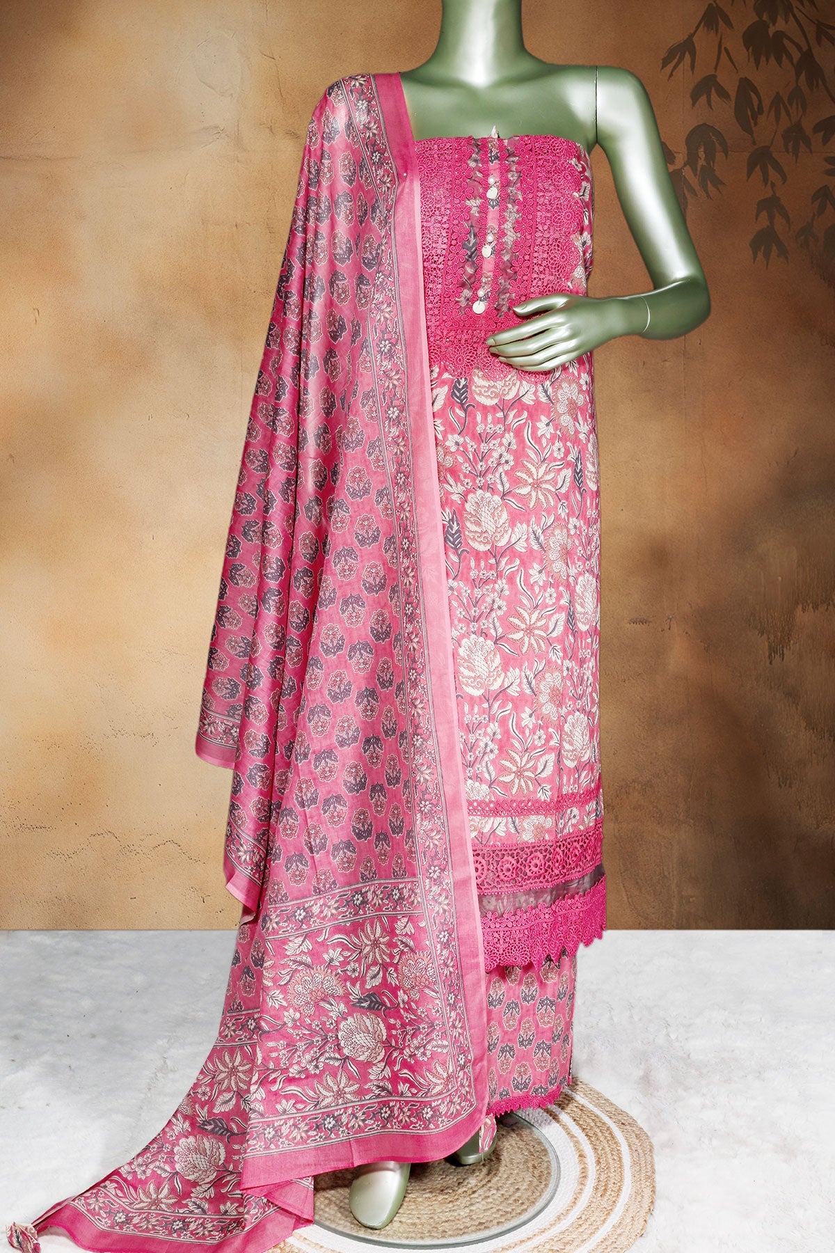 Rani Cotton Embroidered Unstitched Suit Set