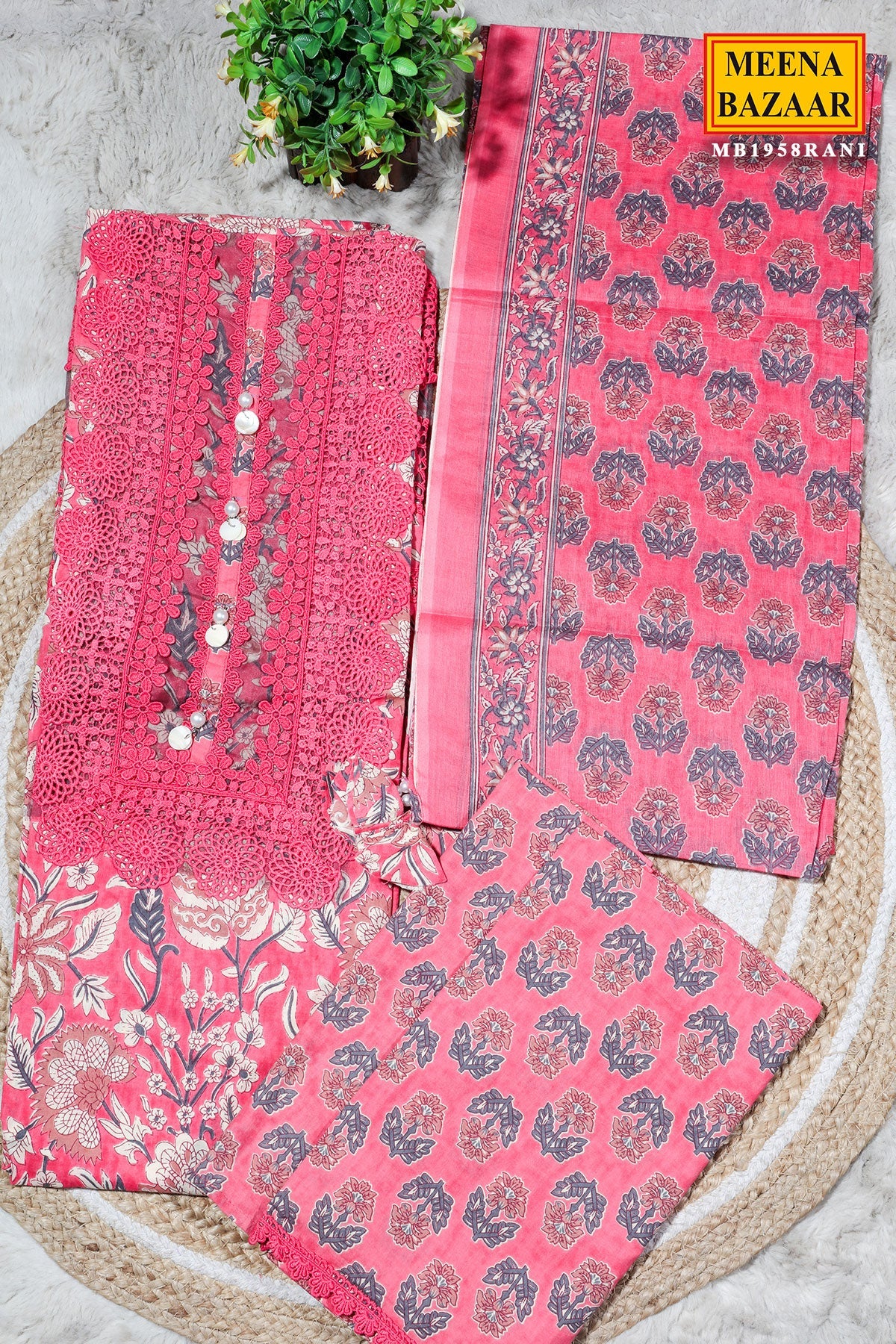 Rani Cotton Embroidered Unstitched Suit Set