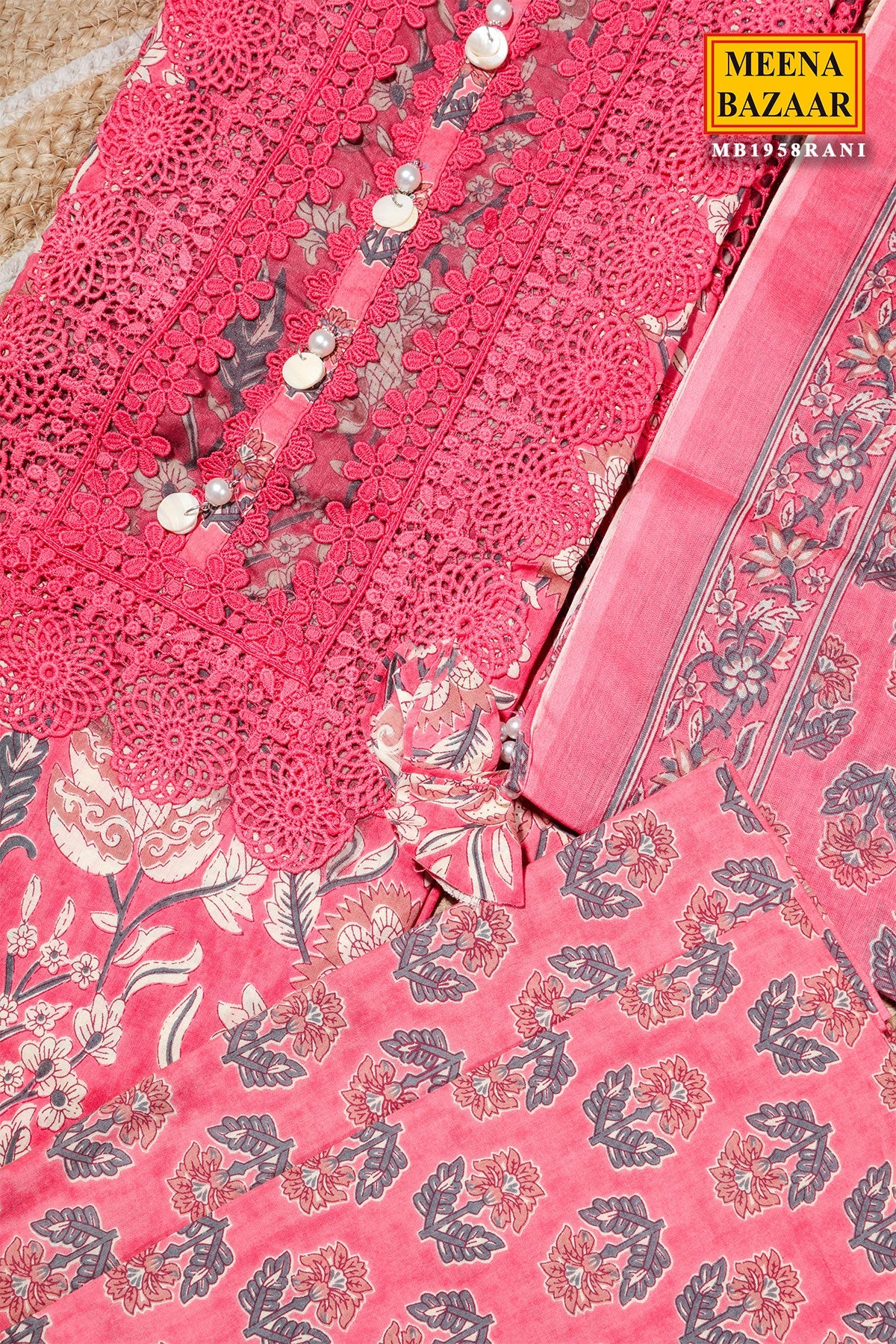 Rani Cotton Embroidered Unstitched Suit Set