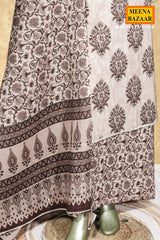 Tussar Cotton Embroidered Unstitched Suit Set
