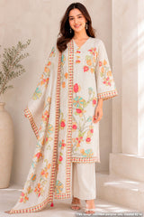 Tussar Cotton Ready-Made Suit with Elegant Neck Embroidery