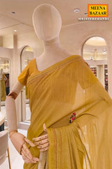 Elegant Mehandi Embroidered Saree