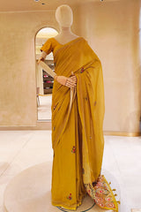 Elegant Mehandi Embroidered Saree