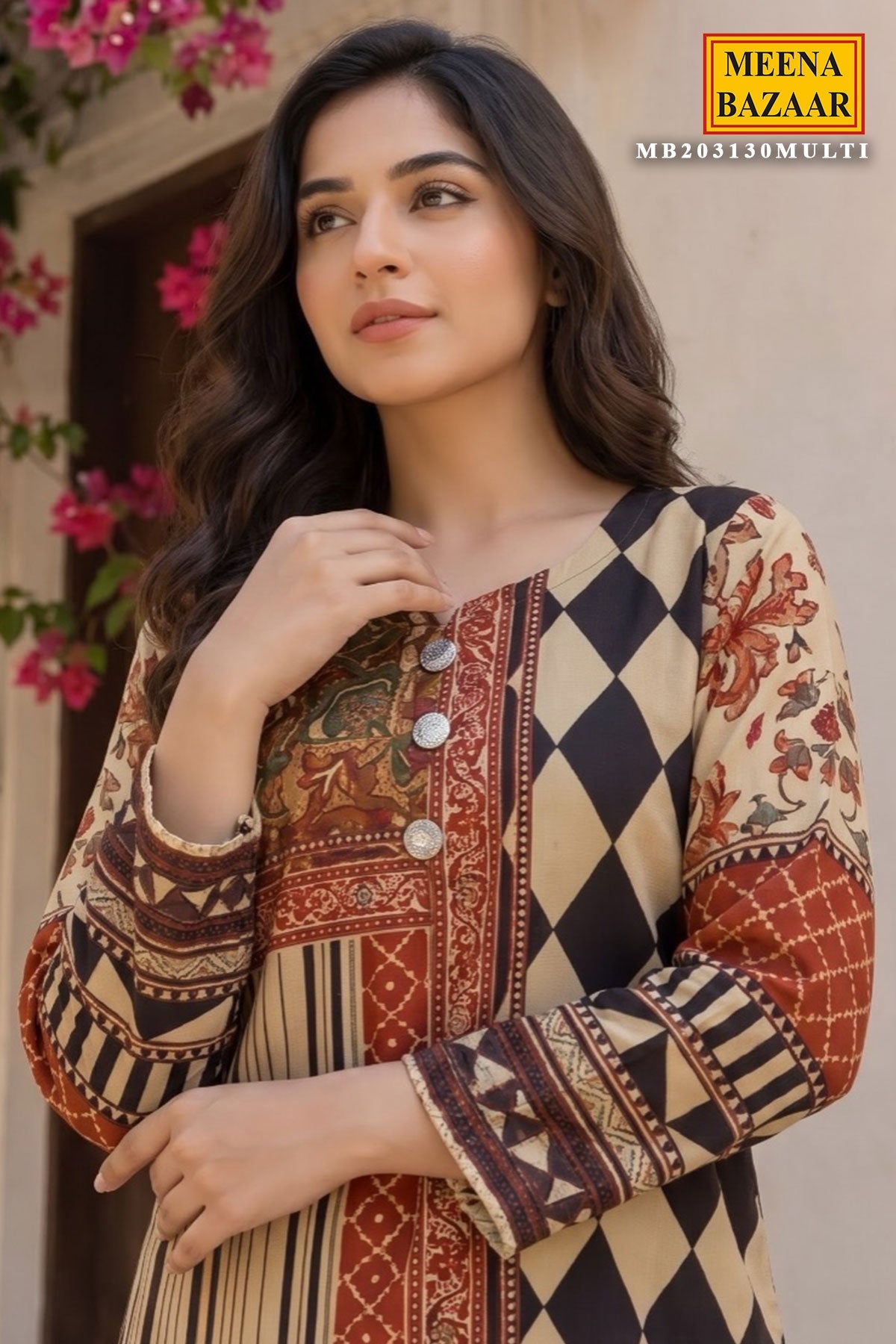 Multi Printed Crepe Kurti