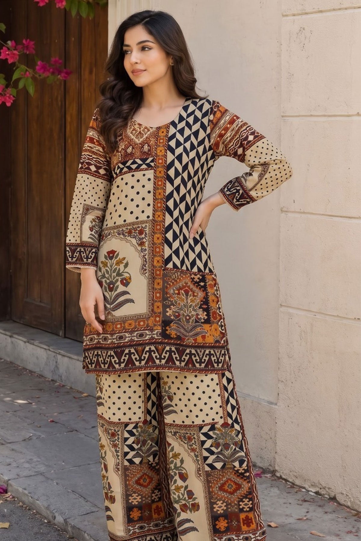Multi Printed Crepe Kurti