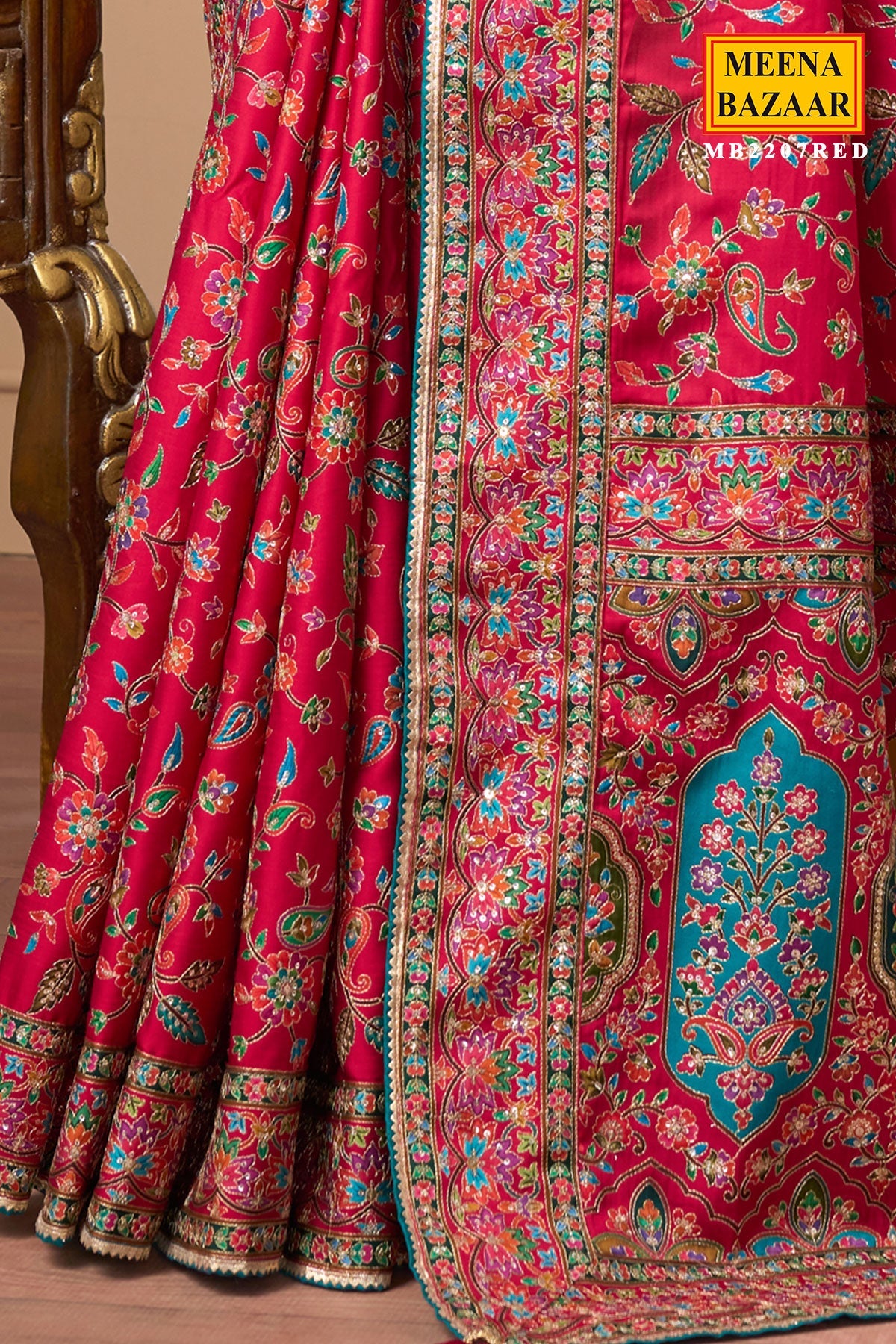 Red Printed Satin Silk Saree for Women Festive & Party Wear Elegant Saree