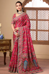 Red Printed Satin Silk Saree for Women Festive & Party Wear Elegant Saree