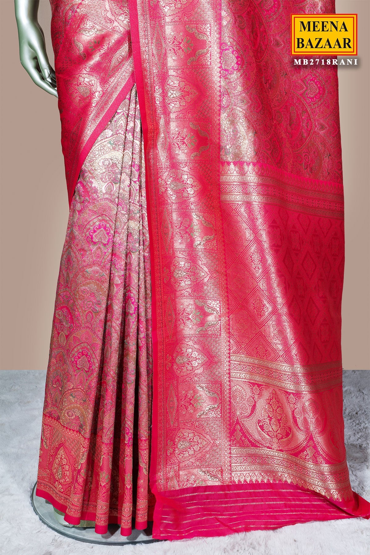 Rani Silk Weaving Saree Festive Traditional Wear