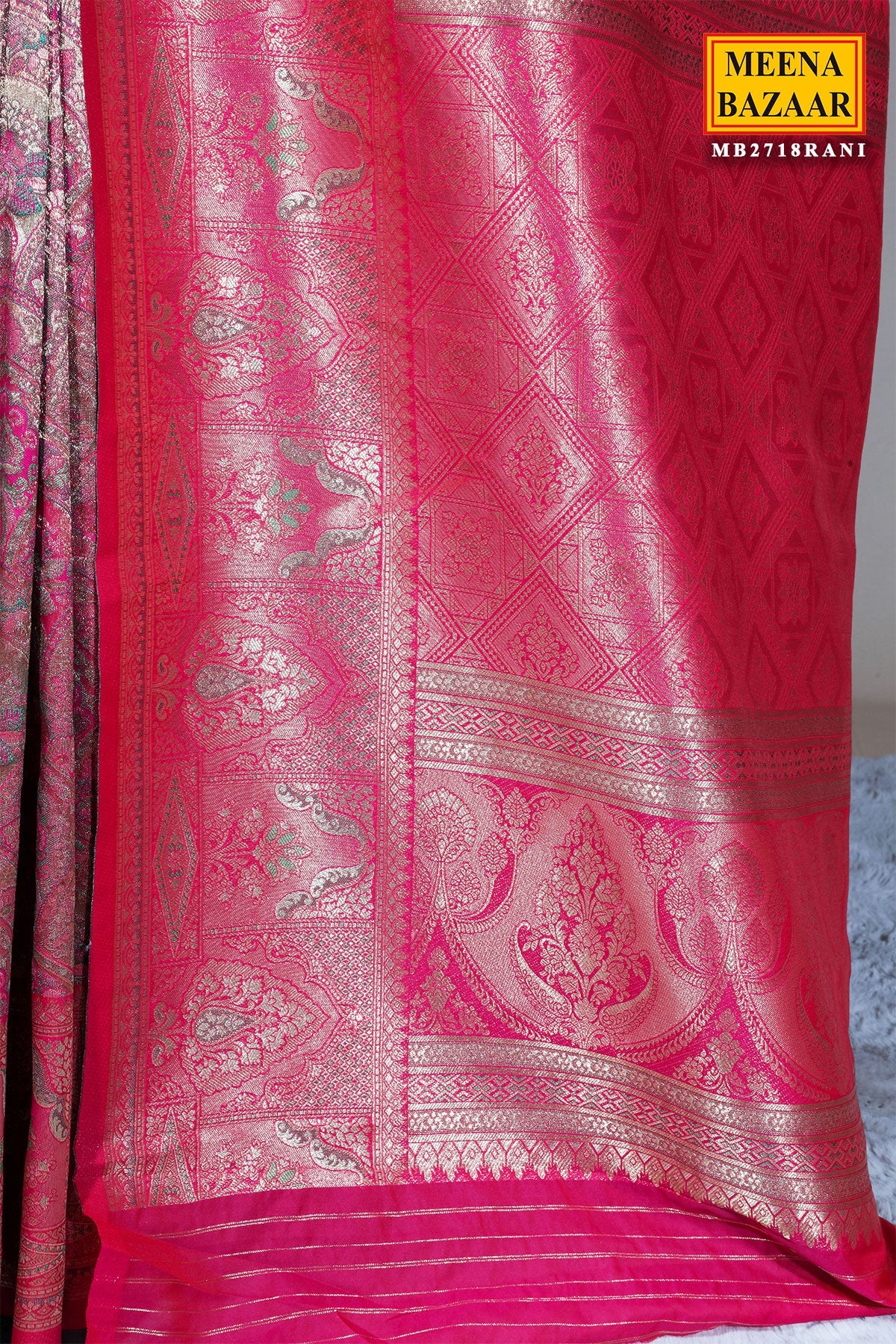 Rani Silk Weaving Saree Festive Traditional Wear