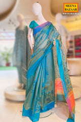Rama Mirror Work Cotton Saree