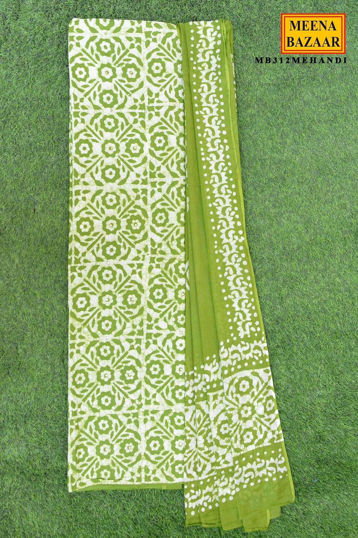 Mehandi Green Printed Kurta Set with Dupatta