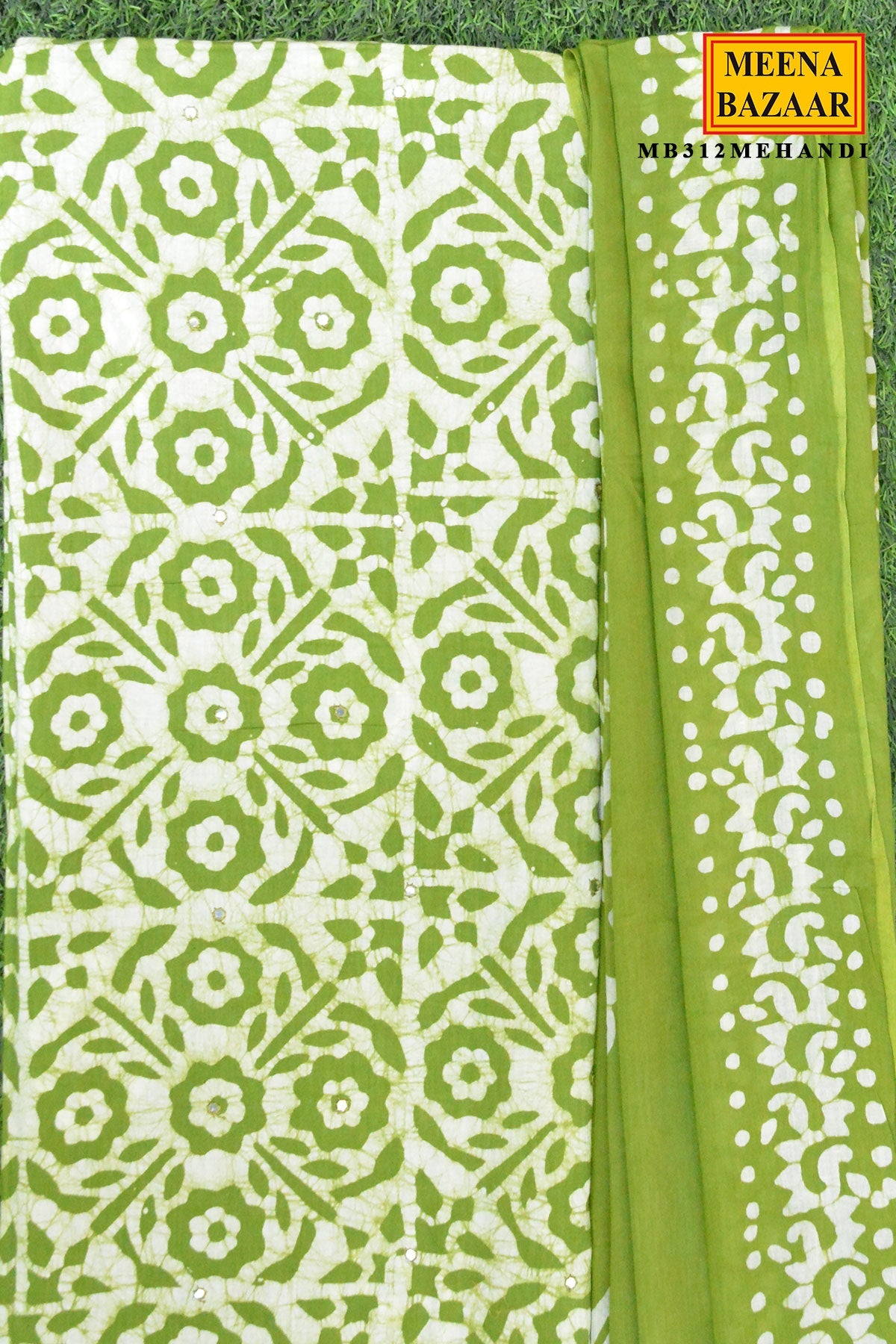 Mehandi Green Printed Kurta Set with Dupatta