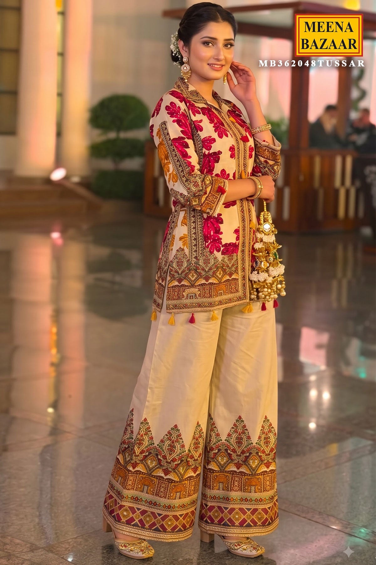 Tussar Crepe Embroidered Kurti