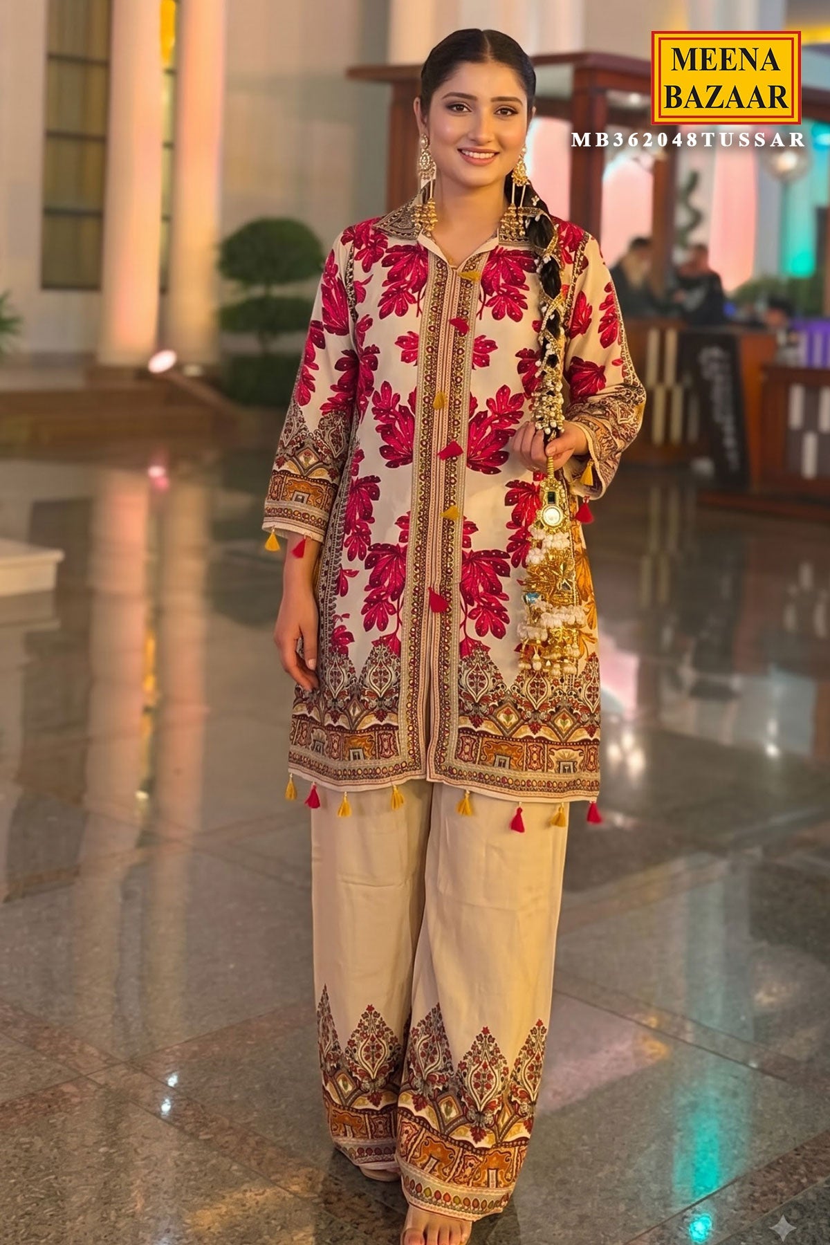 Tussar Crepe Embroidered Kurti