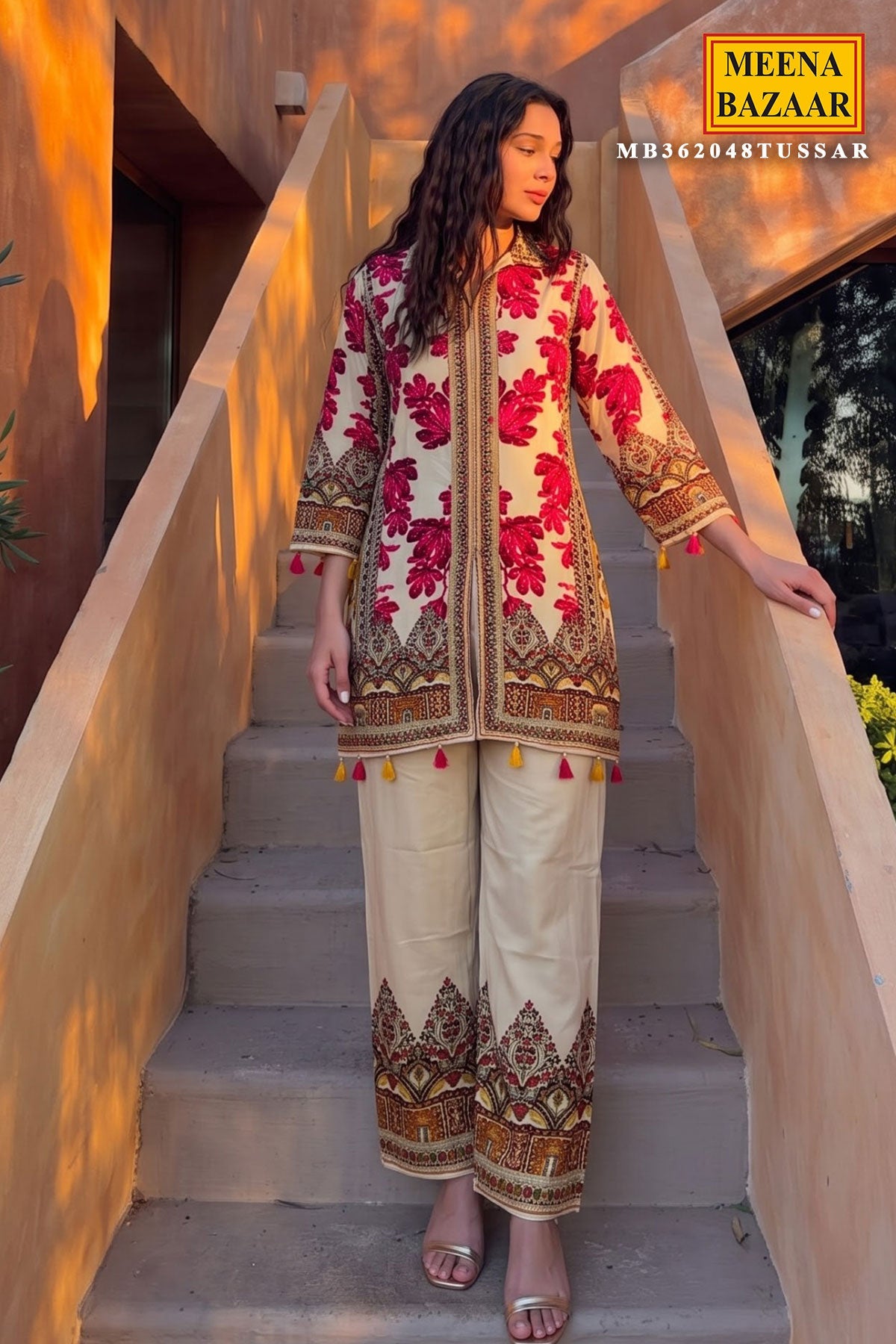 Tussar Crepe Embroidered Kurti
