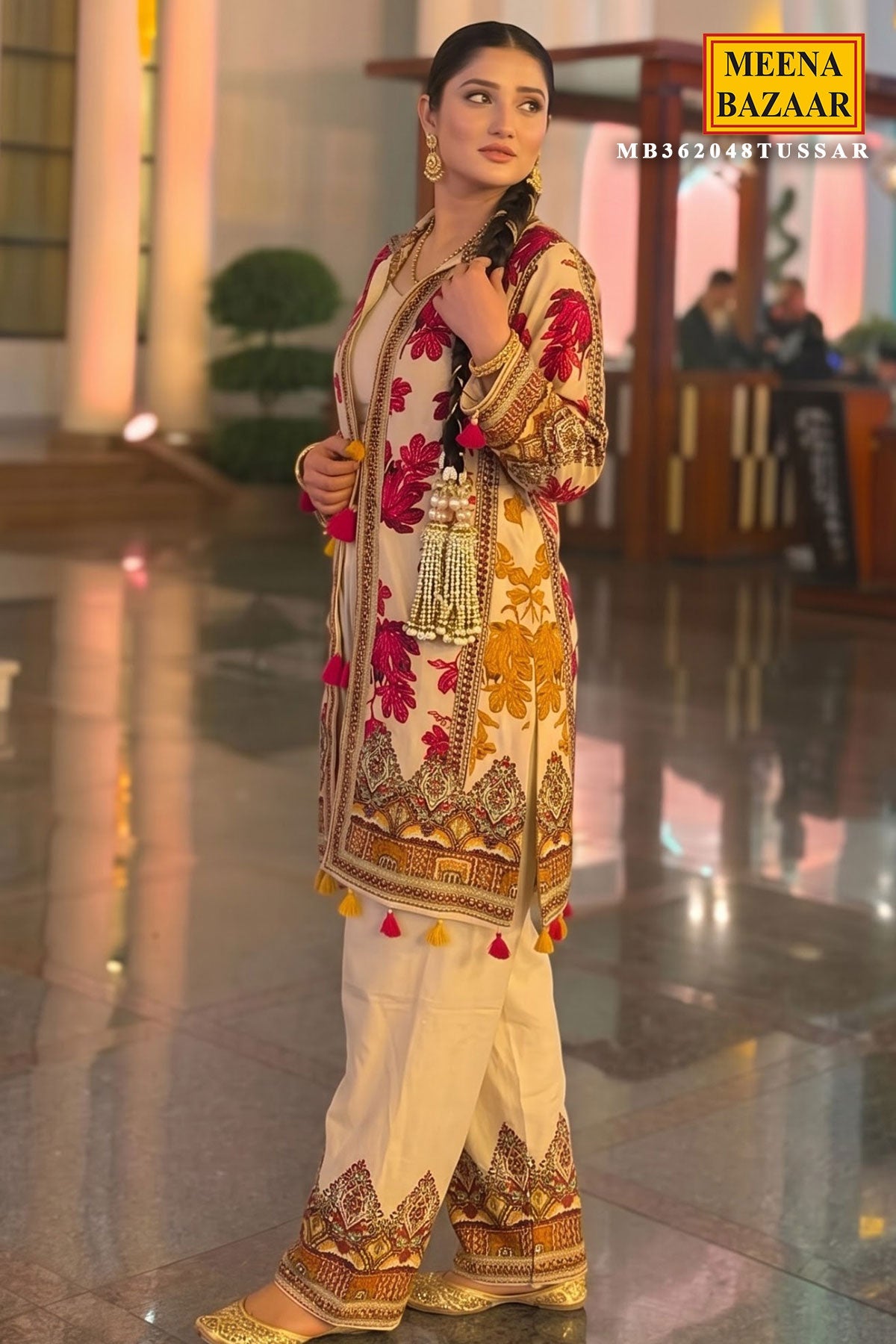 Tussar Crepe Embroidered Kurti