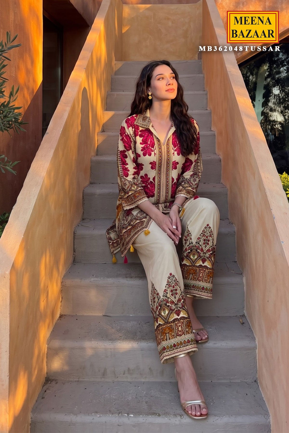 Tussar Crepe Embroidered Kurti