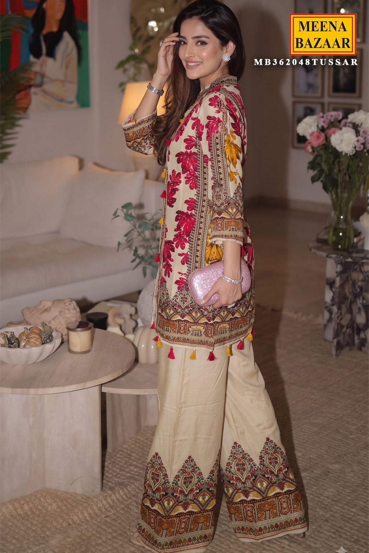 Tussar Crepe Embroidered Kurti