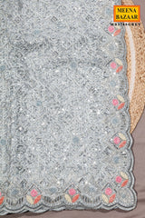 Grey Resham Jaal Net Saree
