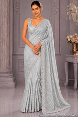 Grey Resham Jaal Net Saree