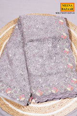 Purple Resham Jaal Net Saree