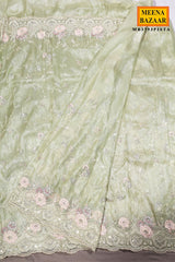 Pista Resham Jaal Tissue Saree