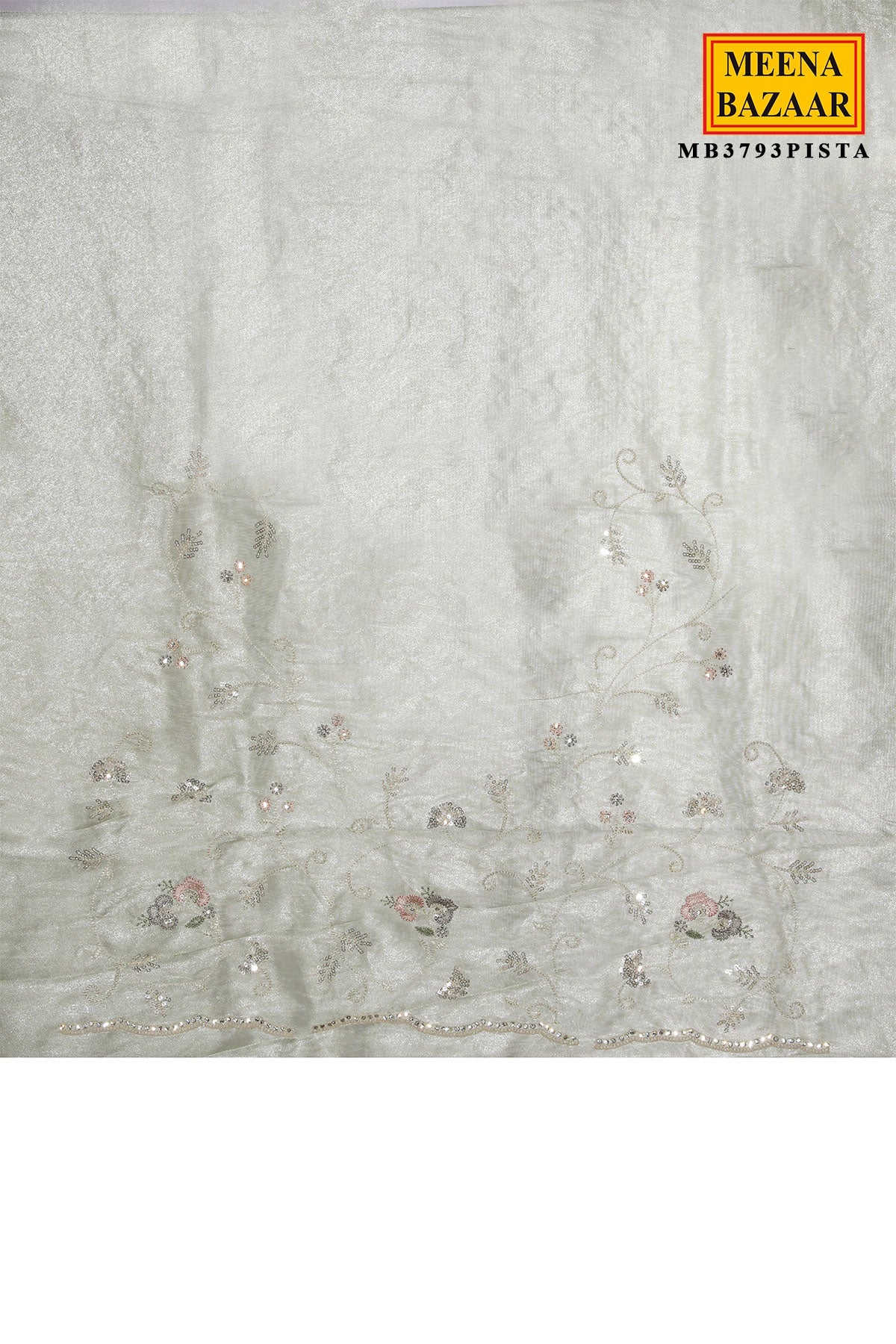 Pista Resham Jaal Tissue Saree