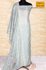 Sea Green Cotton Embroidered Unstitched Suit Set