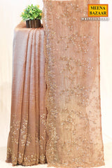 Gajari Tissue Sequined Jal Saree