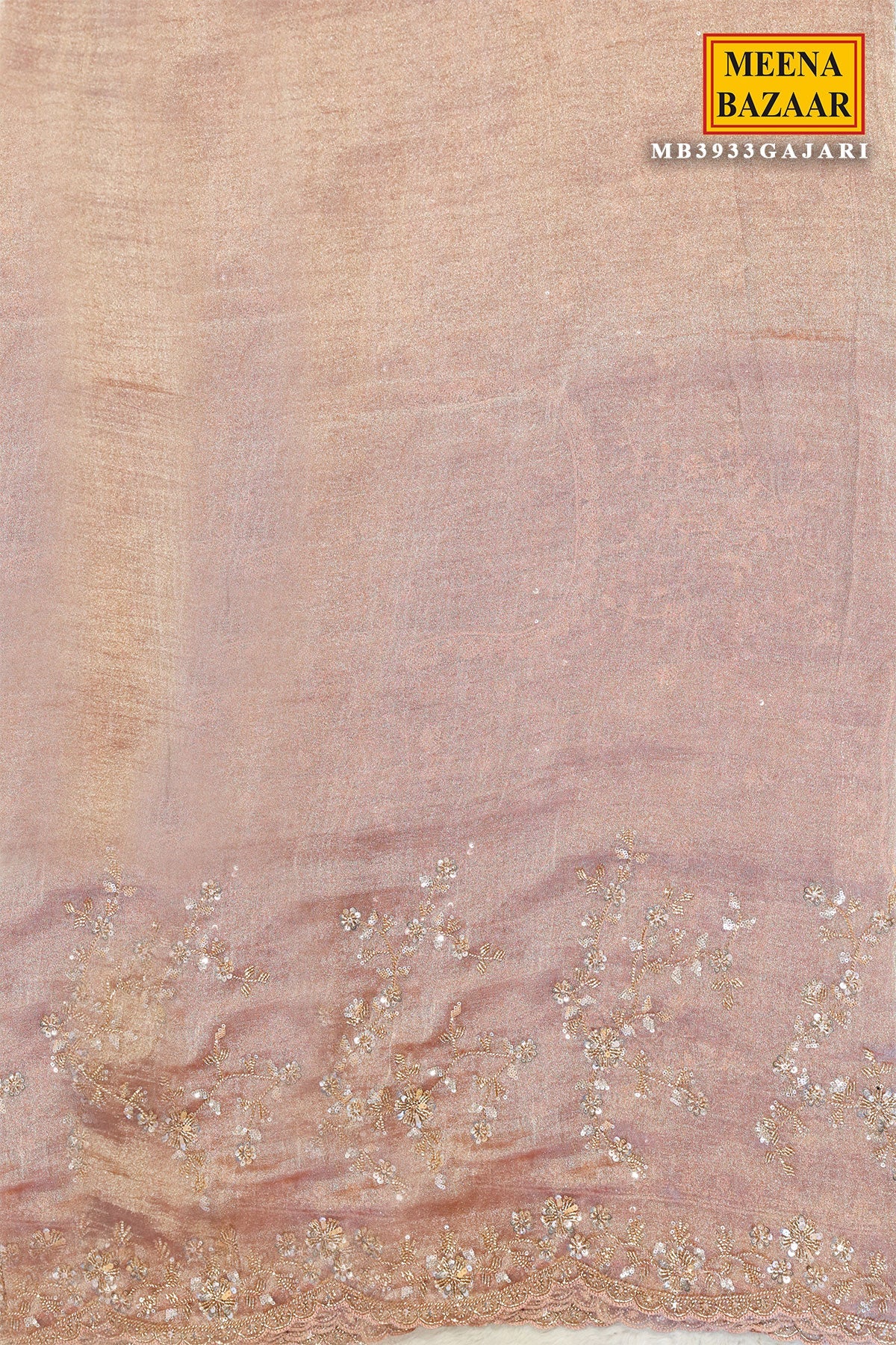 Gajari Tissue Sequined Jal Saree