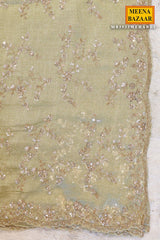 Mehandi Tissue Sequined Jal Saree