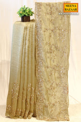 Tussar Tissue Sequined Jal Saree