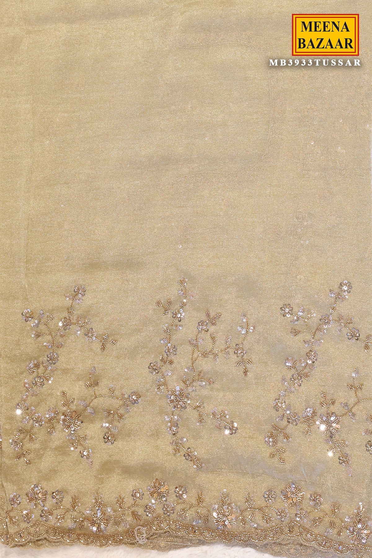 Tussar Tissue Sequined Jal Saree